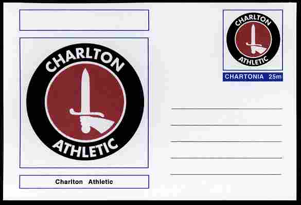 Chartonia (Fantasy) Football Club Badges - Charlton Athletic postal stationery card unused and fine, stamps on sport, stamps on football