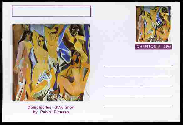Chartonia (Fantasy) Famous Paintings - Demoiselles d'Avignon by Pablo Picasso postal stationery card unused and fine, stamps on arts, stamps on picasso, stamps on nudes