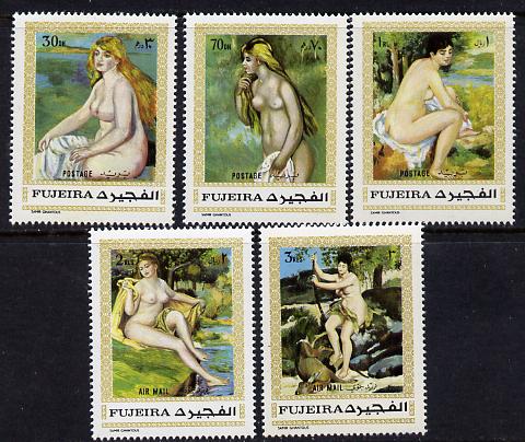 Fujeira 1971 Paintings by Renoir set of 5 (Mi 648-52A) unmounted mint, stamps on arts    renoir      nudes