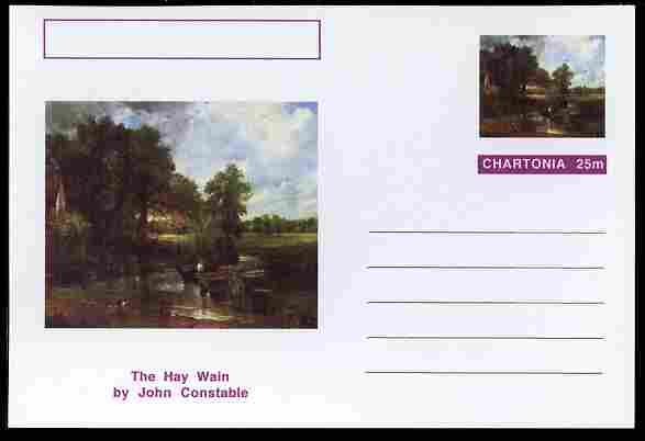Chartonia (Fantasy) Famous Paintings - The Hay Wain by John Constable postal stationery card unused and fine, stamps on arts, stamps on constable, stamps on 
