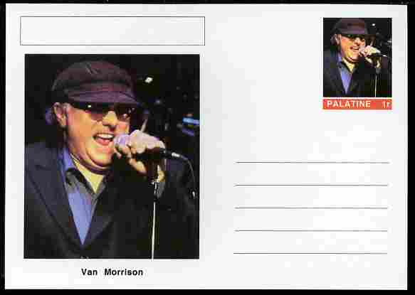 Palatine (Fantasy) Personalities - Van Morrison postal stationery card unused and fine, stamps on personalities, stamps on music, stamps on pops, stamps on 
