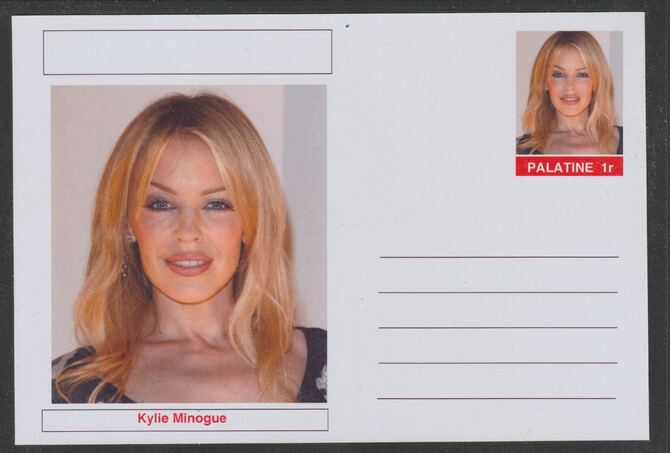 Palatine (Fantasy) Personalities - Kylie Minogue postal stationery card unused and fine, stamps on personalities, stamps on music, stamps on pops, stamps on rock, stamps on women
