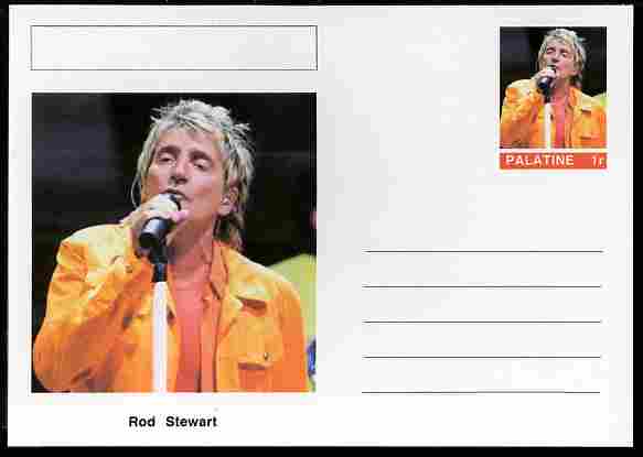 Palatine (Fantasy) Personalities - Rod Stewart postal stationery card unused and fine, stamps on personalities, stamps on music, stamps on pops, stamps on rock, stamps on 