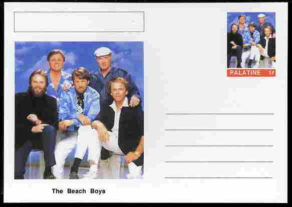 Palatine (Fantasy) Personalities - The Beach Boys postal stationery card unused and fine, stamps on personalities, stamps on music, stamps on pops, stamps on rock, stamps on 