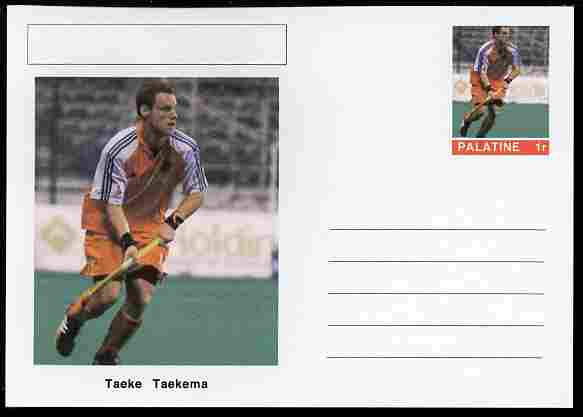 Palatine (Fantasy) Personalities - Taeke Taekema (field hockey) postal stationery card unused and fine, stamps on personalities, stamps on sport, stamps on field hockey