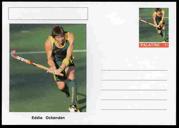 Palatine (Fantasy) Personalities - Eddie Ockenden (field hockey) postal stationery card unused and fine, stamps on personalities, stamps on sport, stamps on field hockey