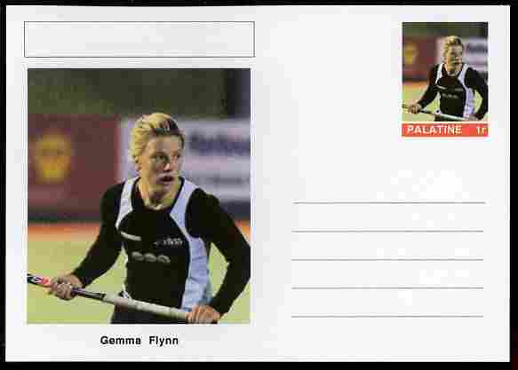 Palatine (Fantasy) Personalities - Gemma Flynn (field hockey) postal stationery card unused and fine, stamps on personalities, stamps on sport, stamps on field hockey