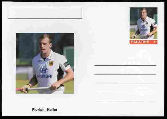 Palatine (Fantasy) Personalities - Florian Keller (field hockey) postal stationery card unused and fine, stamps on personalities, stamps on sport, stamps on field hockey