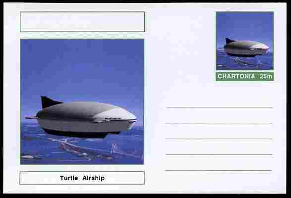 Chartonia (Fantasy) Airships & Balloons - Turtle Airship postal stationery card unused and fine, stamps on , stamps on  stamps on transport, stamps on  stamps on aviation, stamps on  stamps on airships