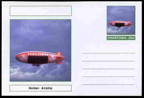 Chartonia (Fantasy) Airships & Balloons - Holden Airship postal stationery card unused and fine, stamps on transport, stamps on aviation, stamps on airships