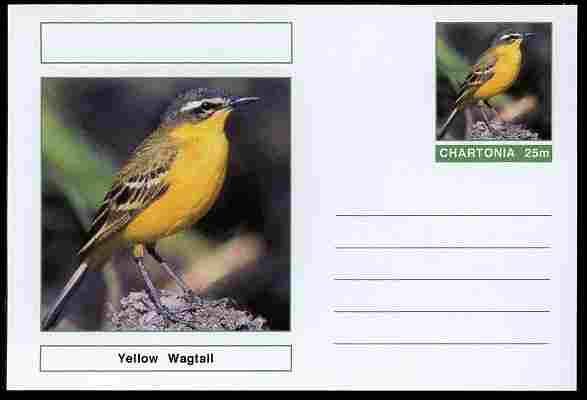 Chartonia (Fantasy) Birds - Yellow Wagtail postal stationery card unused and fine, stamps on birds, stamps on 