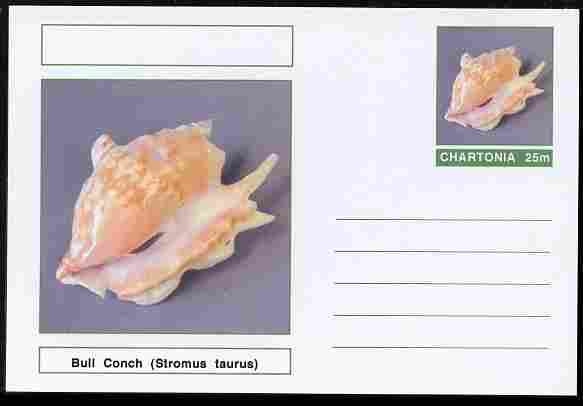 Chartonia (Fantasy) Shells - Bull Conch (Strombus taurus) postal stationery card unused and fine, stamps on marine life, stamps on shells