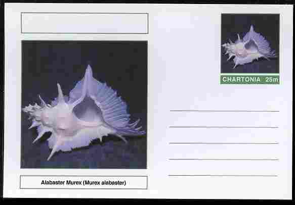 Chartonia (Fantasy) Shells - Alabaster Murex (Murex alabaster) postal stationery card unused and fine, stamps on marine life, stamps on shells