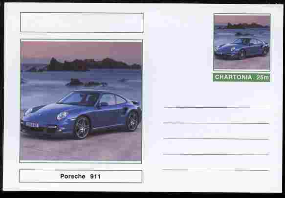 Chartonia (Fantasy) Cars - 2010 Porsche 911 postal stationery card unused and fine, stamps on transport, stamps on cars, stamps on porsche