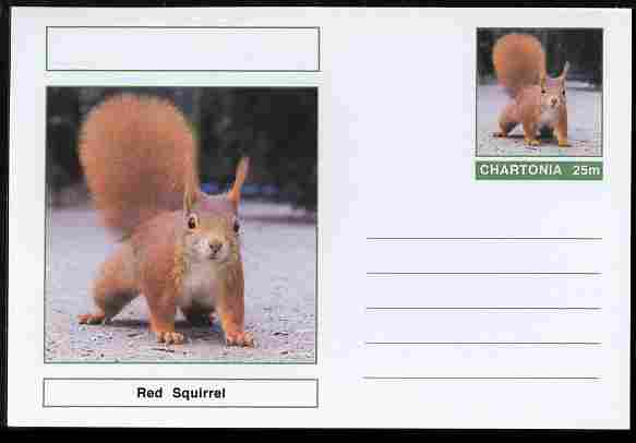 Chartonia (Fantasy) Animals - Red Squirrel postal stationery card unused and fine, stamps on animals, stamps on squirrels