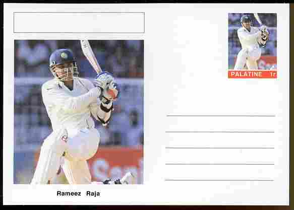 Palatine (Fantasy) Personalities - Rameez Raja (cricket) postal stationery card unused and fine, stamps on , stamps on  stamps on personalities, stamps on  stamps on sport, stamps on  stamps on cricket