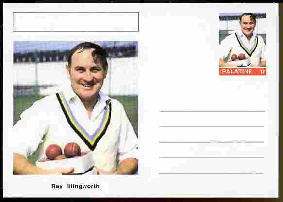 Palatine (Fantasy) Personalities - Ray Illingworth (cricket) postal stationery card unused and fine, stamps on , stamps on  stamps on personalities, stamps on  stamps on sport, stamps on  stamps on cricket