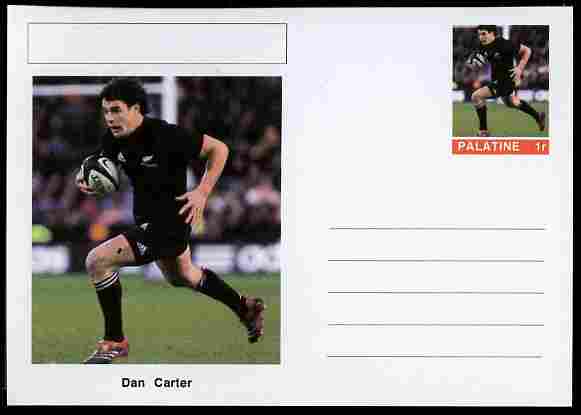 Palatine (Fantasy) Personalities - Dan Carter (rugby) postal stationery card unused and fine, stamps on personalities, stamps on sport, stamps on rugby