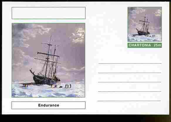 Chartonia (Fantasy) Ships - Endurance postal stationery card unused and fine, stamps on transport, stamps on ships, stamps on shackleton, stamps on polar