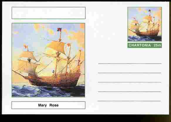 Chartonia (Fantasy) Ships - Mary Rose postal stationery card unused and fine, stamps on transport, stamps on ships, stamps on 