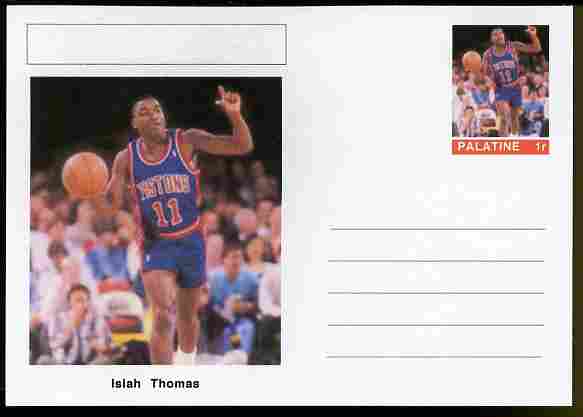 Palatine (Fantasy) Personalities - Isiah Thomas (basketball) postal stationery card unused and fine, stamps on personalities, stamps on sport, stamps on basketball