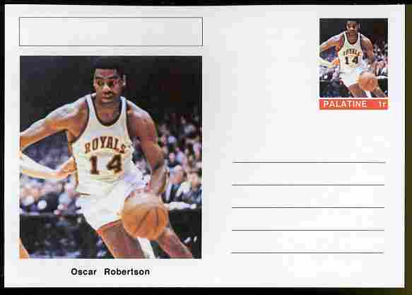 Palatine (Fantasy) Personalities - Oscar Robertson (basketball) postal stationery card unused and fine, stamps on personalities, stamps on sport, stamps on basketball
