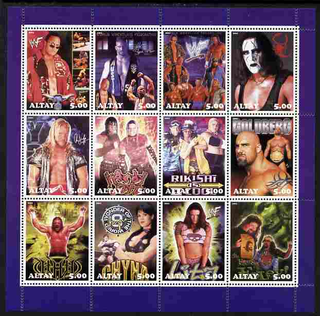 Altaj Republic 2001 Wrestling perf sheetlet containing 12 values unmounted mint, stamps on sport, stamps on wrestling