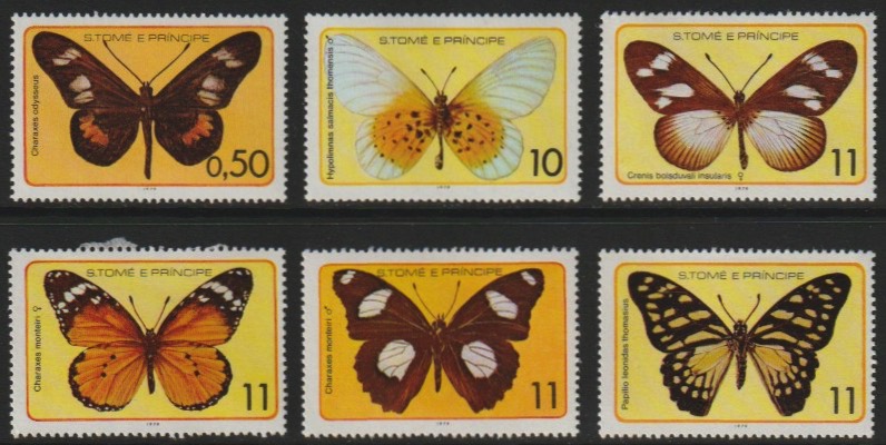 St Thomas & Prince Islands 1979 Butterflies set of 6 unmounted mint (Mi 561-66), stamps on butterflies