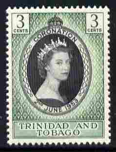 Trinidad & Tobago 1953 Coronation 3c unmounted mint SG 279, stamps on coronation, stamps on royalty