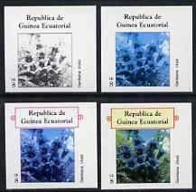 Equatorial Guinea 1977 Flowers EK8 (Gentiana clusii) set of 4 imperf progressive proofs on ungummed paper comprising 1, 2, 3 and all 4 colours (as Mi 1216) , stamps on flowers
