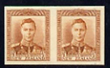 New Zealand 1938-44 KG6 1/2d orange-brown IMPERF horiz pair on thin card, rare thus, as SG604, stamps on , stamps on  kg6 , stamps on 