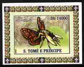 St Thomas & Prince Islands 2007 Animals & Butterflies #1 imperf individual deluxe sheet unmounted mint. Note this item is privately produced and is offered purely on its thematic appeal, stamps on butterflies, stamps on animals, stamps on insects