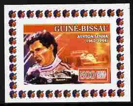 Guinea - Bissau 2007 Ayrton Senna #4 imperf individual deluxe sheet unmounted mint. Note this item is privately produced and is offered purely on its thematic appeal, stamps on personalities, stamps on sport, stamps on formula 1, stamps on  f1 , stamps on racing cars, stamps on cars, stamps on 