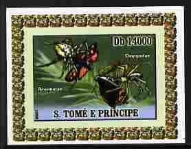 St Thomas & Prince Islands 2007 Animals & Butterflies #8 imperf individual deluxe sheet unmounted mint. Note this item is privately produced and is offered purely on its thematic appeal, stamps on butterflies, stamps on animals, stamps on spiders