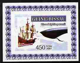 Guinea - Bissau 2007 Dolphins & Tall Ships #4 imperf individual deluxe sheet unmounted mint. Note this item is privately produced and is offered purely on its thematic appeal, stamps on ships, stamps on dolphins.marine life