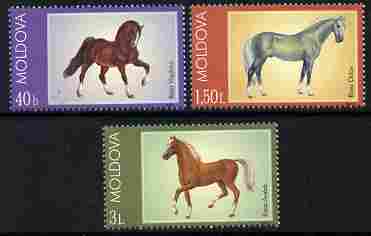 Moldova 2002 Horses perf set of 3 unmounted mint SG 439-41, stamps on horses