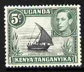 Kenya, Uganda & Tanganyika 1938-54 KG6 Dhow on Lake Victoria 5c black & green unmounted mint, SG 132, stamps on , stamps on  kg6 , stamps on lakes, stamps on ships