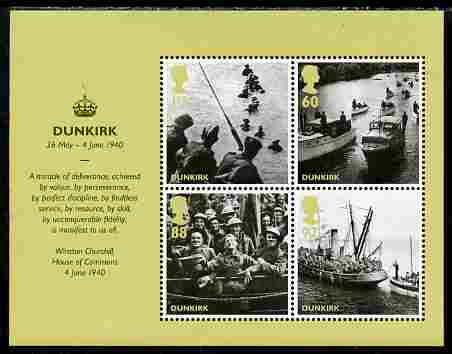 Great Britain 2010 Dunkirk 70th Anniversary m/sheet unmounted mint , stamps on ships, stamps on churchill, stamps on constitutions, stamps on  ww2 , stamps on masonry, stamps on masonics, stamps on 