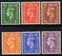 Great Britain 1941-42 KG6 lighter colours set of 6 unmounted mint SG 485-90, stamps on , stamps on  kg6 , stamps on 