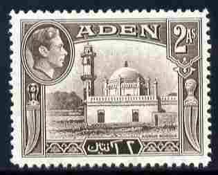 Aden 1939-48 KG6 Airdrus Mosque 2a sepia unmounted mint SG 20, stamps on animals, stamps on camels, stamps on militaria, stamps on  kg6 , stamps on 