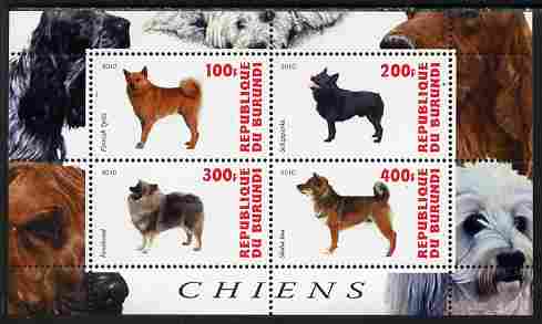 Burundi 2010 Dogs #1 perf sheetlet containing 4 values unmounted mint, stamps on dogs