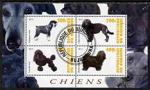 Burundi 2010 Dogs #6 perf sheetlet containing 4 values fine cto used, stamps on dogs