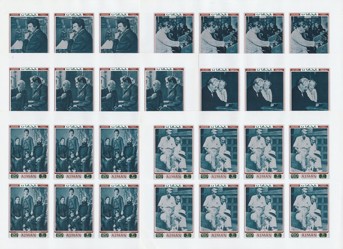 Ajman 1971 Albert Schweitzer imperf set of 6 (Mi 801-806B) each in complete sheets of 8 unmounted mint, stamps on personalities     organ   music, stamps on personalities, stamps on literature, stamps on nobel, stamps on philosophy