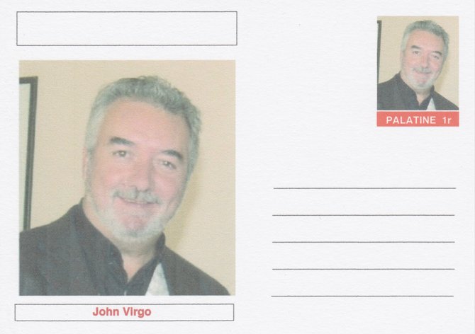 Palatine (Fantasy) Personalities - John Virgo (snooker) postal stationery card unused and fine, stamps on personalities, stamps on sport, stamps on snooker