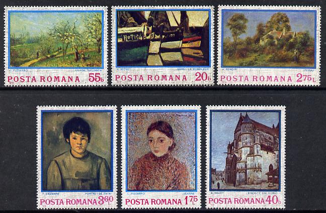 Rumania 1974 Impressionist Paintings set of 6 unmounted mint, SG 4056-61, Mi 3175-80, stamps on arts, stamps on monet, stamps on sisley, stamps on pissarro, stamps on renoir, stamps on cezanne