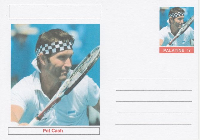 Palatine (Fantasy) Personalities - Pat Cash (tennis) postal stationery card unused and fine, stamps on personalities, stamps on sport, stamps on tennis
