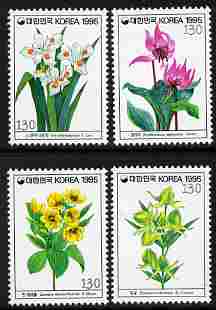 South Korea 1995 Flowers - 6th series perf set of 4 unmounted mint SG 2162-5, stamps on , stamps on  stamps on flowers