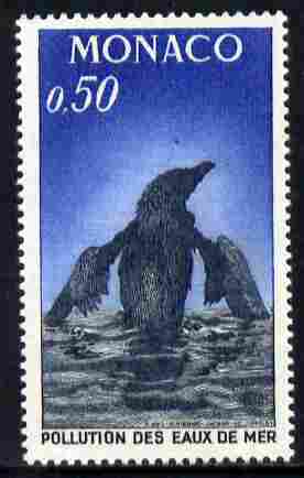 Monaco 1971 Campaign Against Pollution of the Sea (Razorbill) unmounted mint SG 1008, stamps on birds, stamps on environment, stamps on oceans