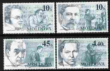 Moldova 1997 Composers perf set of 4 unmounted mint, SG 551-4, stamps on personalities, stamps on composers, stamps on music, stamps on enesco, stamps on schubert