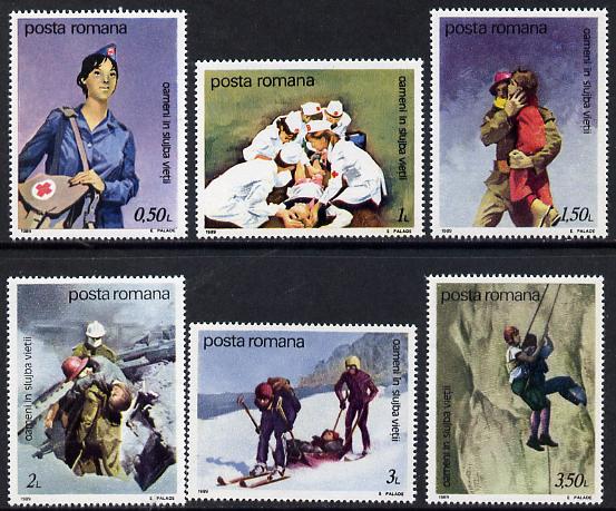 Rumania 1989 Life-Saving Services set of 8 unmounted mint, Mi 4530-37, stamps on fire, stamps on medical, stamps on rescue